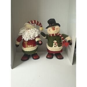Animated Snowman Works + Santa Plush Figure (Not Working) 11” Christmas Decor